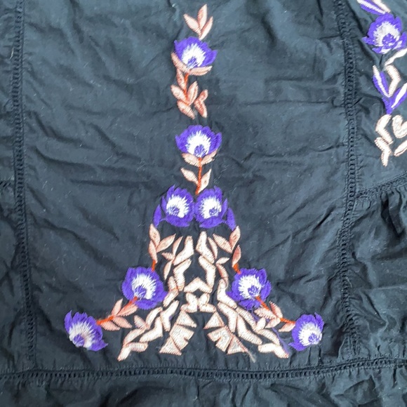 Free People | Small ruffle sleeve embroidered black dress - Picture 6 of 9